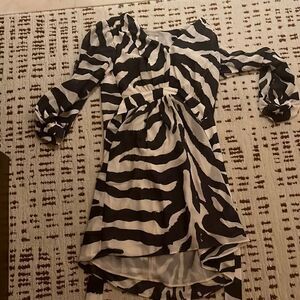 H and M animal print pattern silky dress XS